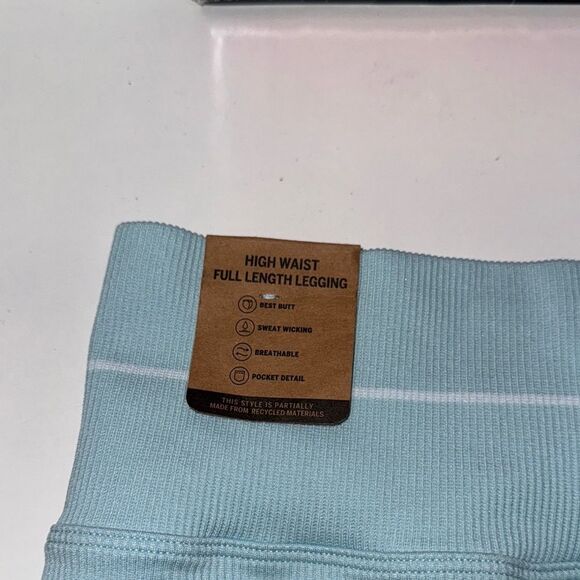 🔥PINK Victoria's Secret Blue High-Waisted full length Leggings Sz XL New - Picture 5 of 7